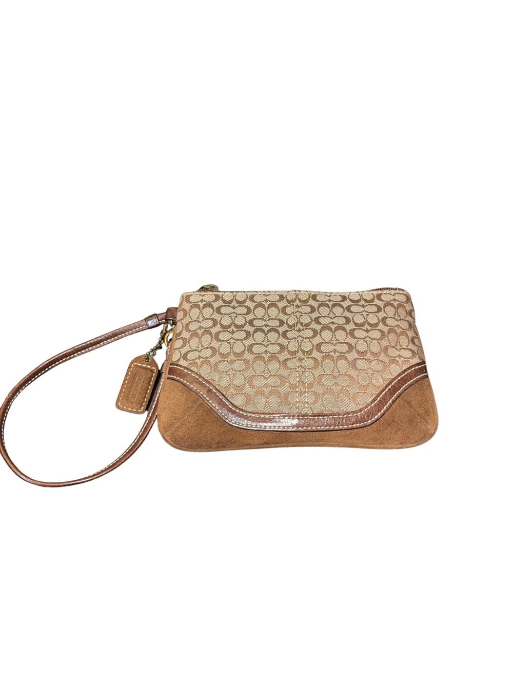 Coach Signature C Monogram Canvas/Suede Wristlet - Picture 3 of 11
